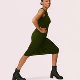 MICHELLE MIDI DRESS / DARK GREEN