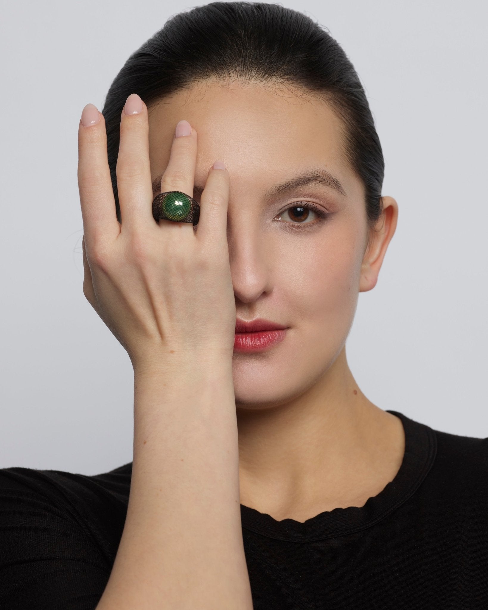 green dress ring Green Emerald Pear Cut Big Cocktail Ring May Birthstone| BBBGEM